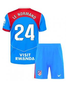 Billige Atletico Madrid Robin Le Normand #24 Tredjedraktsett Barn 2025-26 Kortermet (+ Korte bukser)